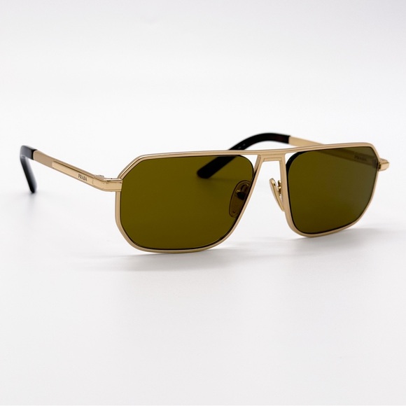NEW PRADA PRA53S 1BK01T UNISEX SUNGLASSES SPR A53 1BK01T GOLD PR A53S - Picture 1 of 12